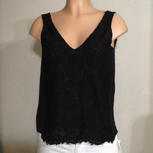 Rachel Rachel Roy black eyelash lace and jersey top. NWOT - Picture 3 of 5